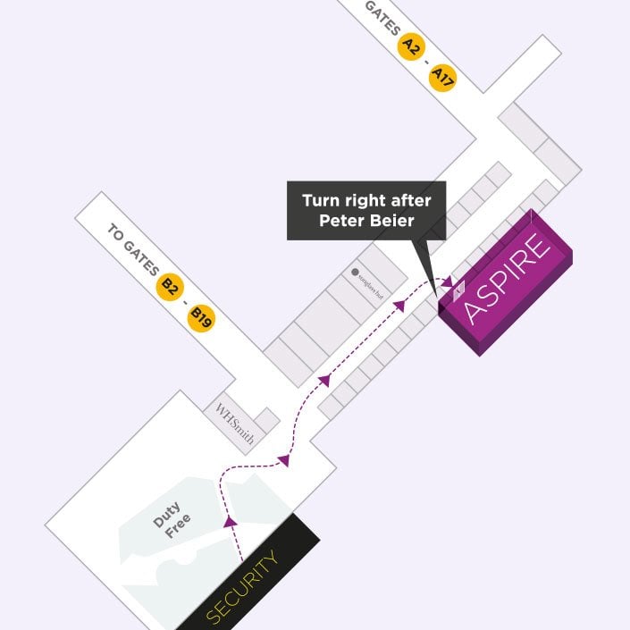 Click map to enlarge Map to the Aspire Airport Lounge in Copenhagen Airport