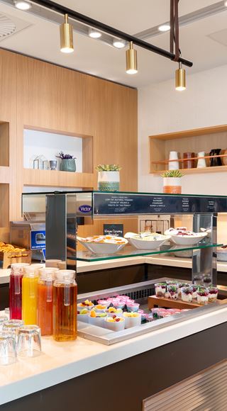 Breakfast bar in the new Club Aspire Lounge Gatwick Airport South Terminal