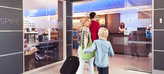 Family Arriving at the Bristol Airport Aspire Lounge