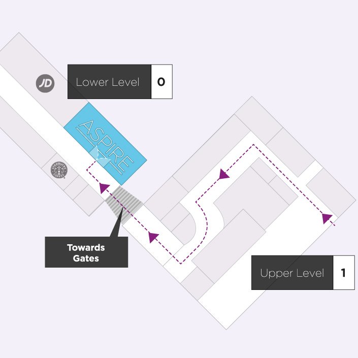 Directions Map to the Aspire Airport Lounge in Liverpool John Lennon Airport