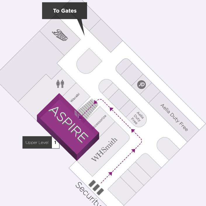 Map to the Aspire Airport Lounge in London Luton Airport