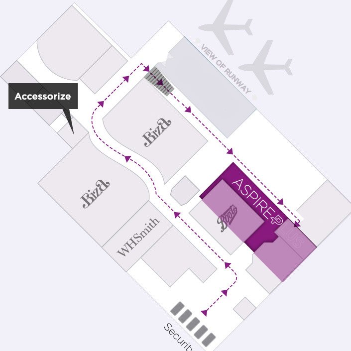 Map to the AspirePlus Airport Lounge in Newcastle Airport