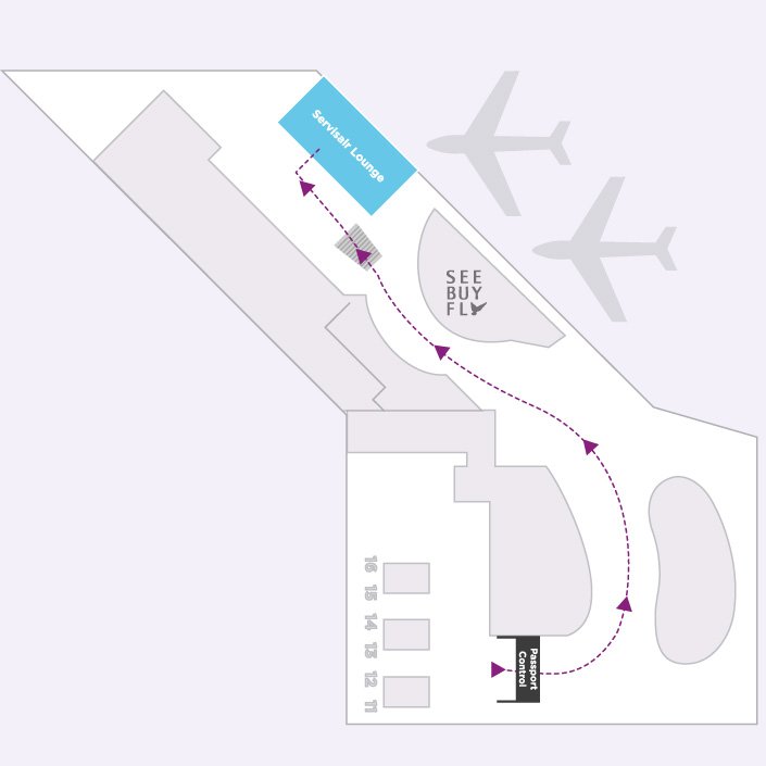 Click map to enlarge Map to the Lounge 41 Aspire Airport Lounge in Amsterdam Schiphol Airport