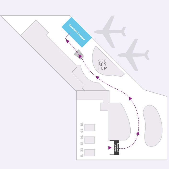 Map to the Lounge 41 Aspire Airport Lounge in Amsterdam Schiphol Airport 