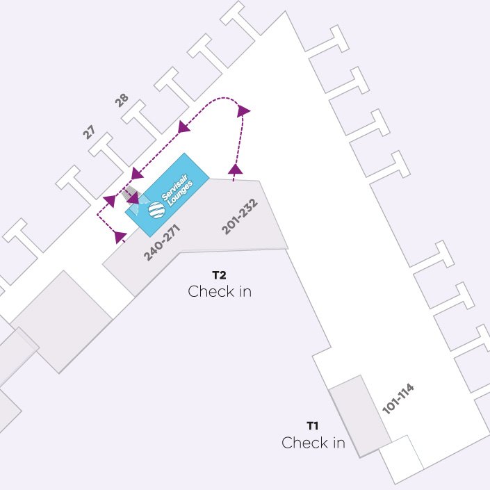 Map to the Aspire Airport Lounge in Helsinki Airport