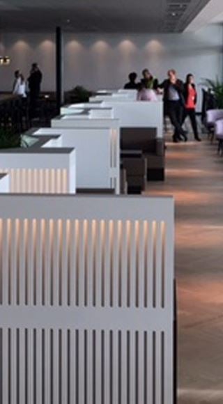 Seating area of the Aspire Airport Lounge at Zurich International Airport