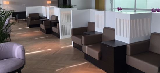 Seating area of the Aspire Airport Lounge at Zurich International Airport