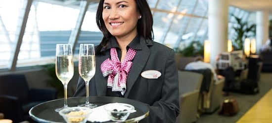 Alcoholic drinks served at the Aspire Airport Lounge in Zurich International Airport