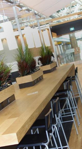 Seating area of the Transborder Aspire Airport Lounge at Calgary Airport