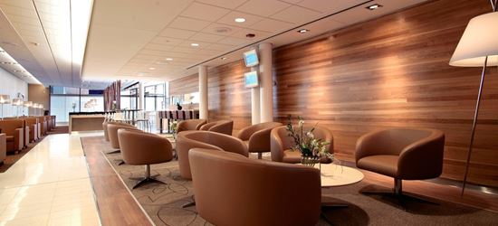 Seating area of the Swissport Airport Lounge at Montreal Airport
