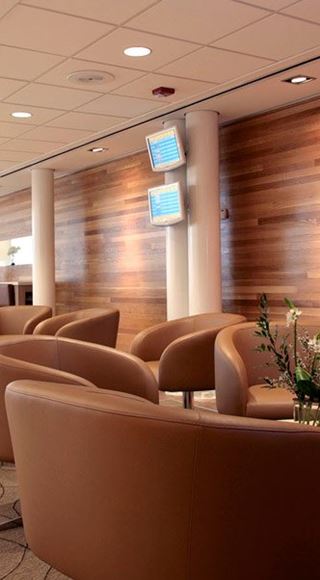 Seating area of the Swissport Airport Lounge at Montreal Airport