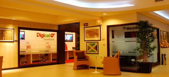 The reception of the Club Kingston Airport Lounge in Norman Manley International Airport
