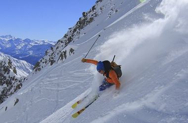 Person skiing down hill