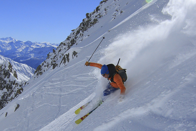 Person Skiing in Chamonix Mont-Blanc, France