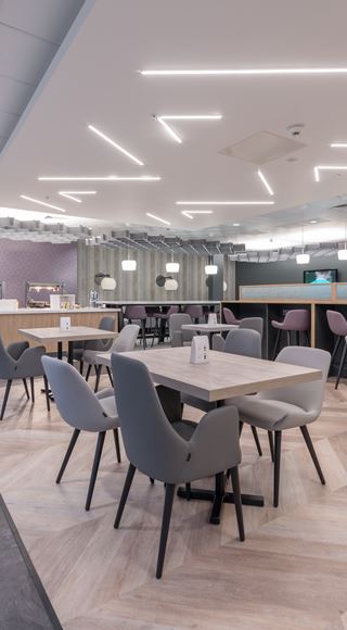 The Dining Area of the Aspire Airport Lounge in Liverpool John Lennon Airport