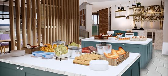 A Render Of The Buffet Area At Aspire Lounges At Edinburgh Airport