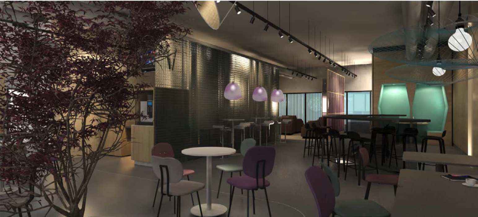 A Render of the Eindhoven Aspire Lounge Seating Area