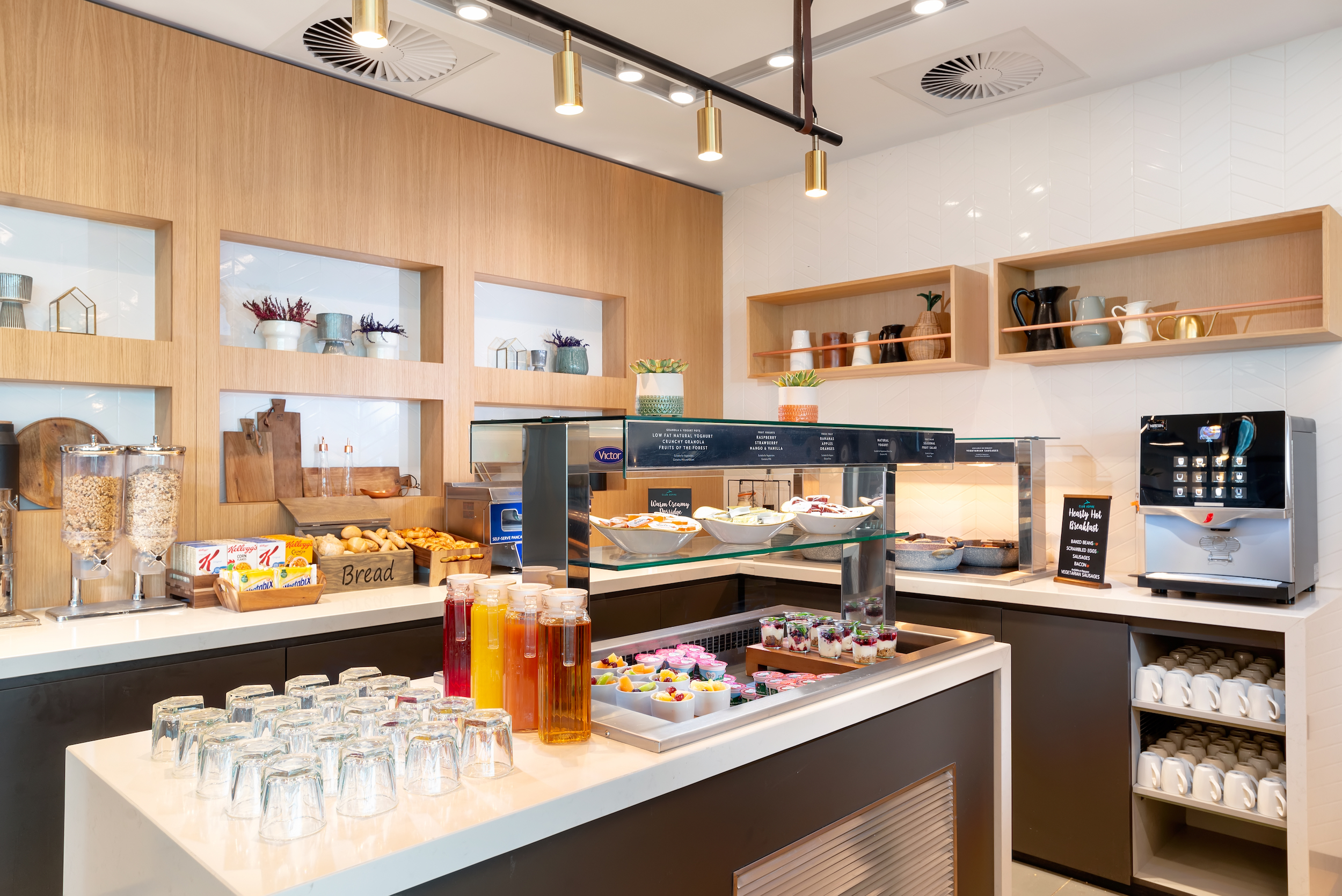 Breakfast bar in the new Club Aspire Lounge Gatwick Airport South Terminal