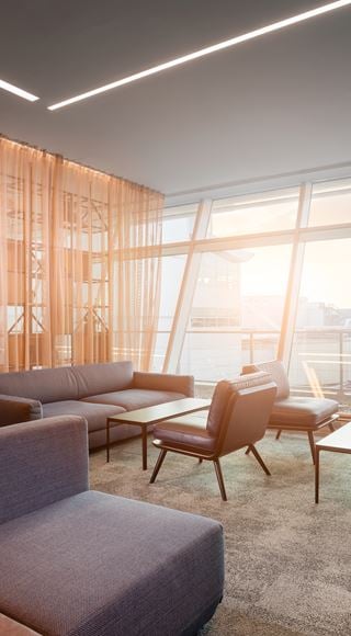 Comfortable seats in the new Club Aspire Lounge Gatwick Airport South Terminal