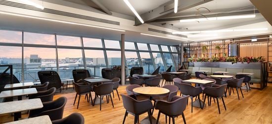 Seating area at the new Club Aspire Lounge Gatwick Airport South Terminal
