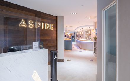Welcome Desk at Luton Aspire Lounge